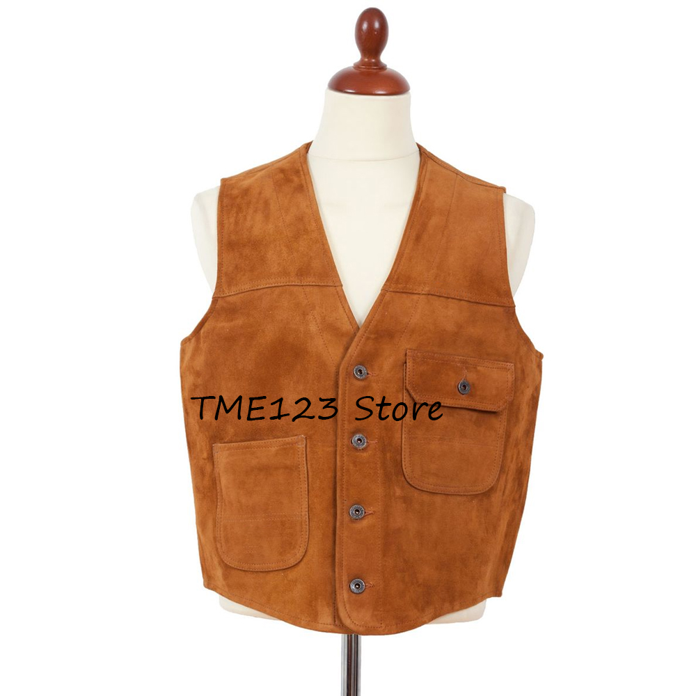 Leather Work Vest For Men - Men's Vest Casual Vest Man Single-breasted