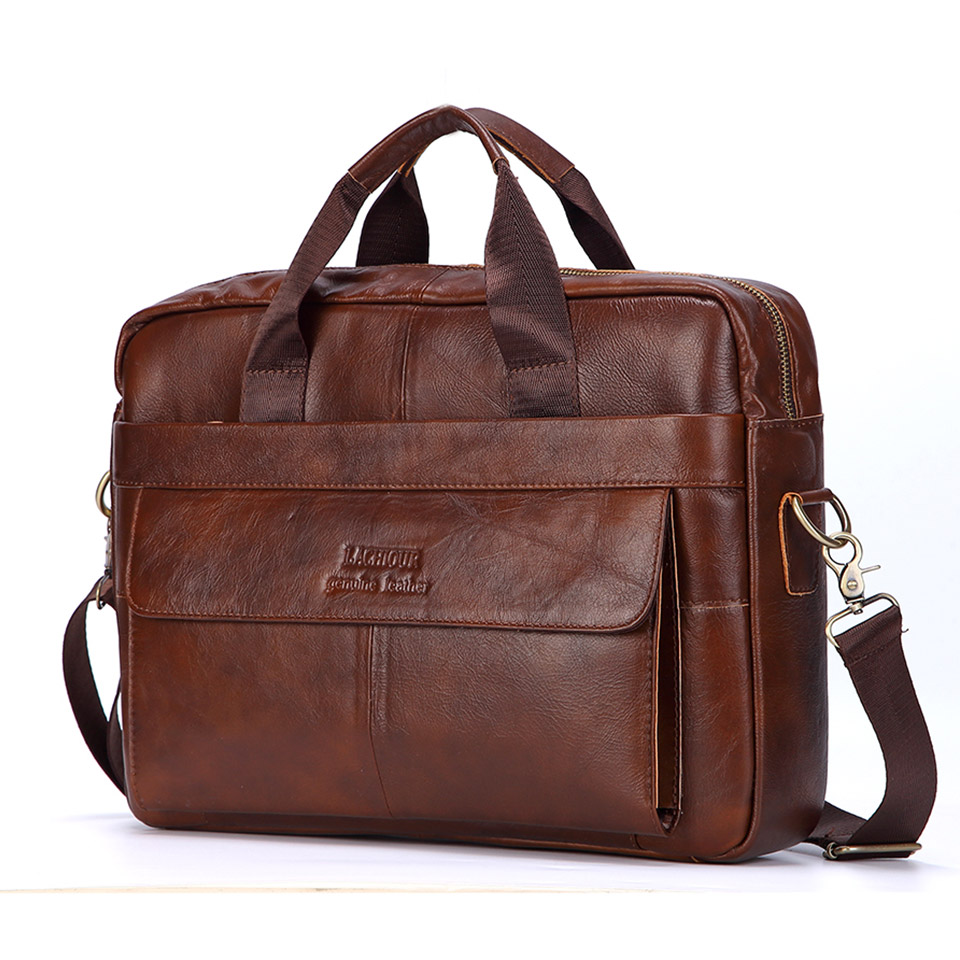 Leather Work Bag Men - Men Genuine Leather Handbag Fashion Office