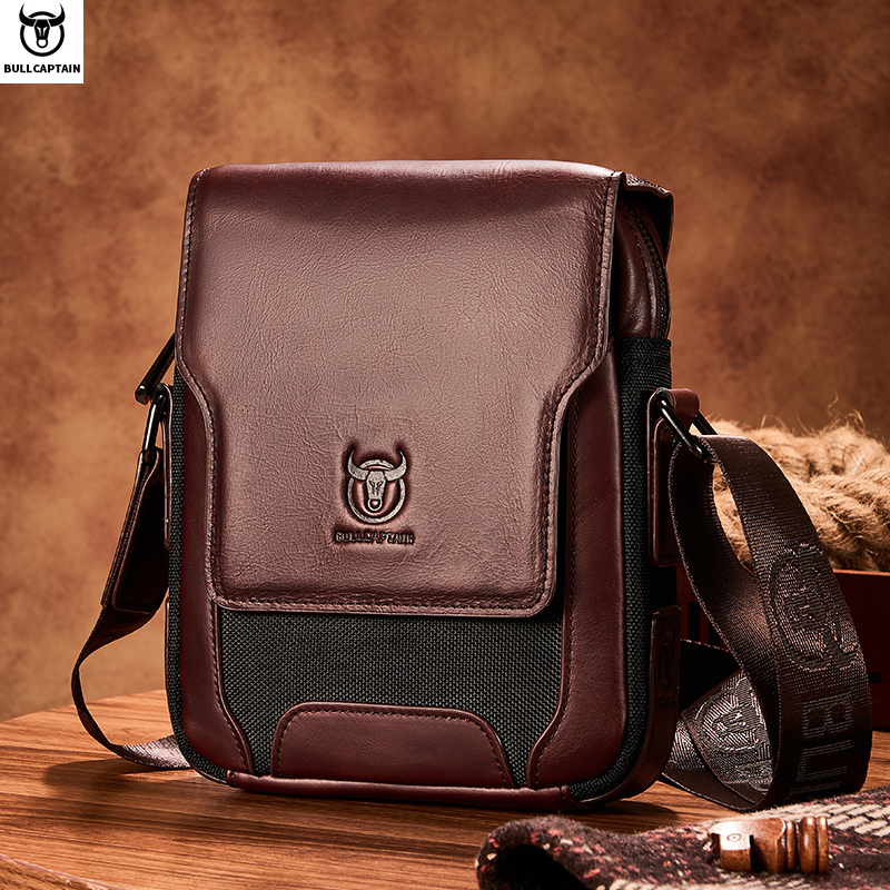 Leather Work Bag Men - BULLCAPTAIN Man Messenger Bag Men Genuine