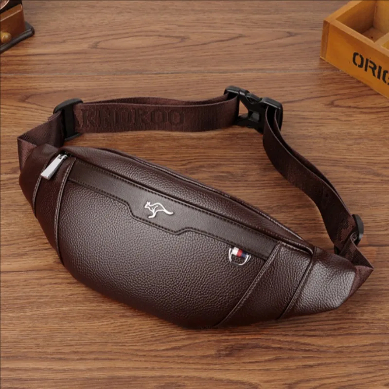Leather Work Bag Men - Business Leather Waist Bag Multifunctional Workout