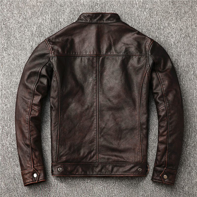 Ami Khaki Men's Distressed Lea - Leather Work Jacket avaliação e preço