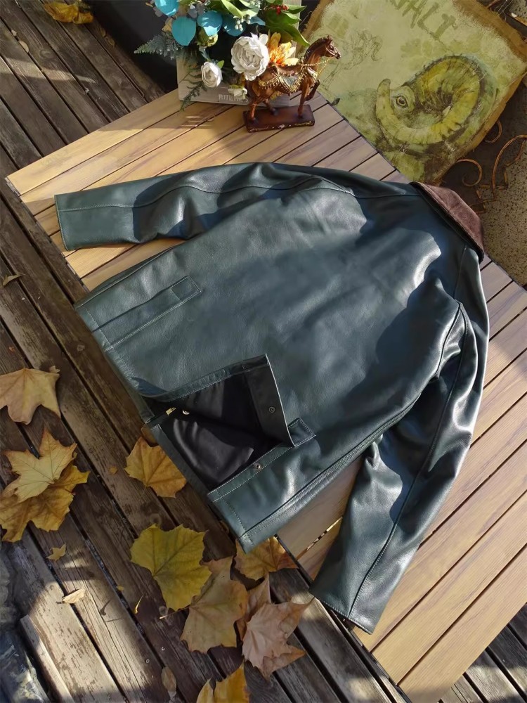 Mens Genuine Cow Leather Jacke - Leather Work Jacket avaliação e preço