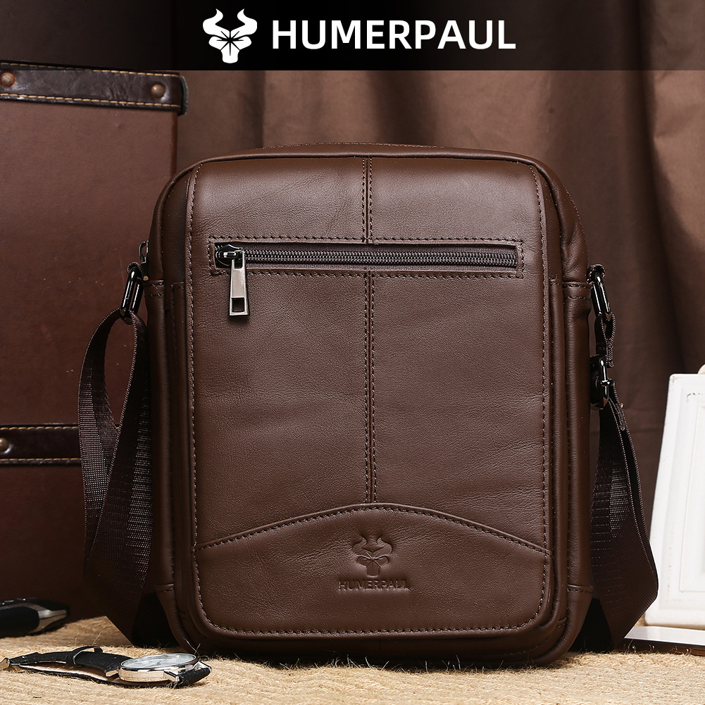 HUMERPAUL Genuine Leather Cros - Leather Work Bag Men avaliação e preço