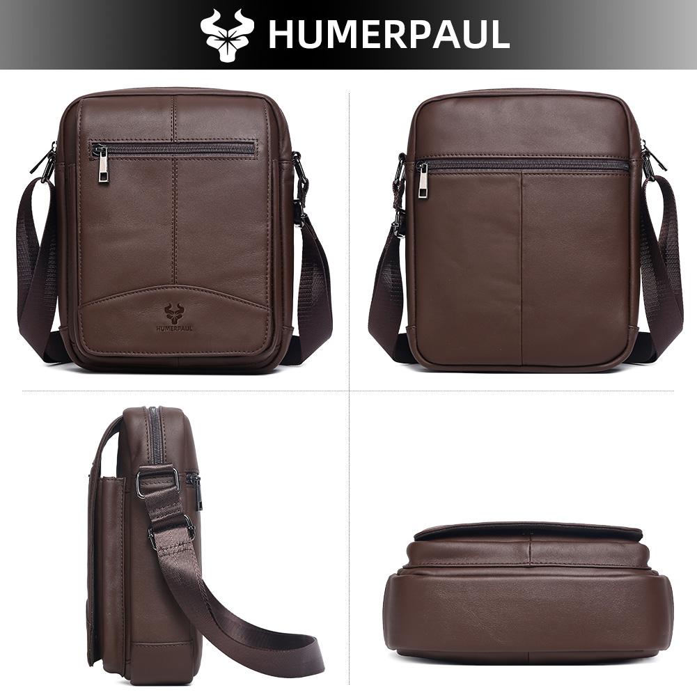 HUMERPAUL Genuine Leather Cros - Leather Work Bag Men avaliação e preço