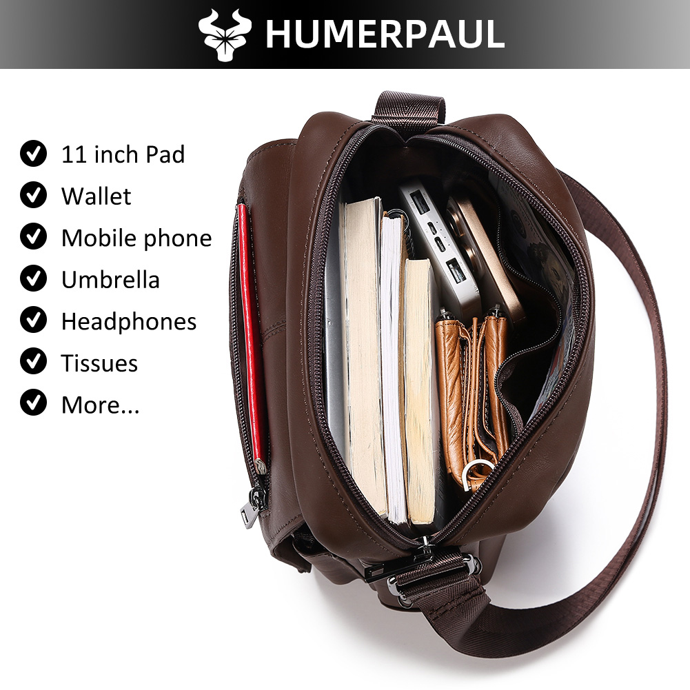 HUMERPAUL Genuine Leather Cros - Leather Work Bag Men avaliação e preço