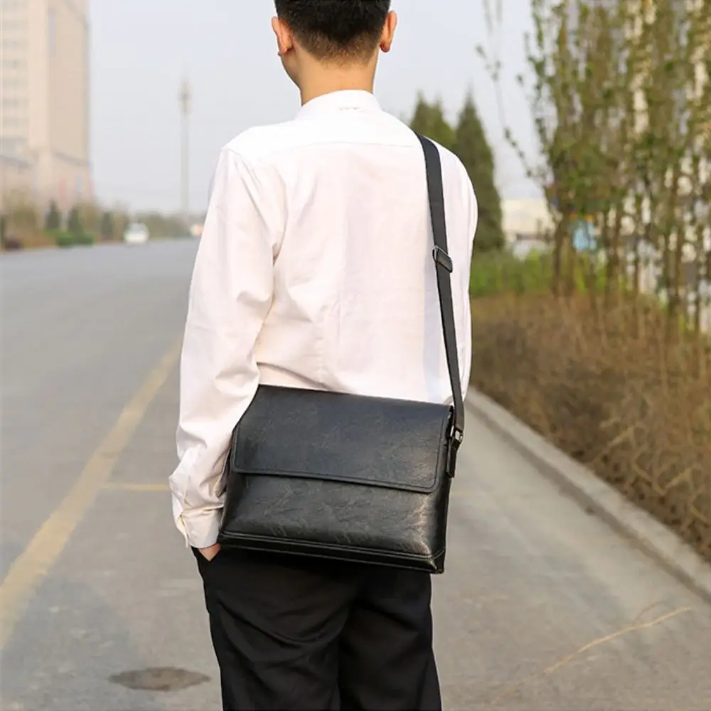 Luxury PU Leather Crossbody Ba - Leather Work Bag Men avaliação e preço