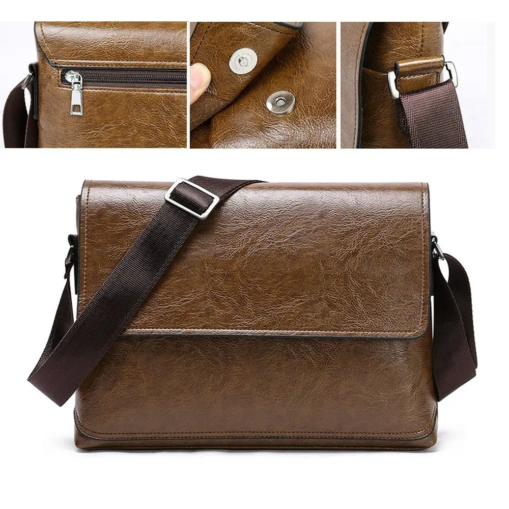 Luxury PU Leather Crossbody Ba - Leather Work Bag Men avaliação e preço