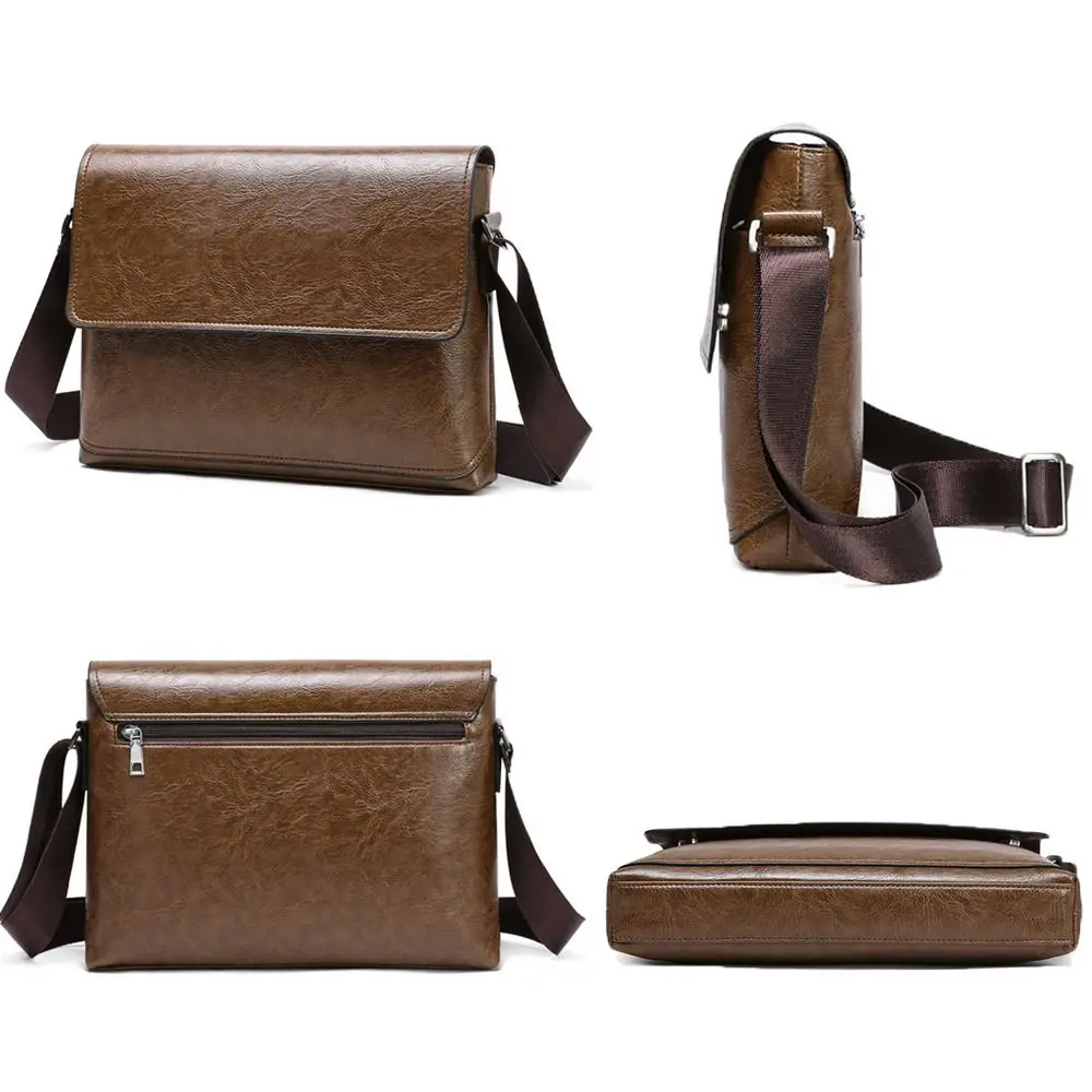 Luxury PU Leather Crossbody Ba - Leather Work Bag Men avaliação e preço