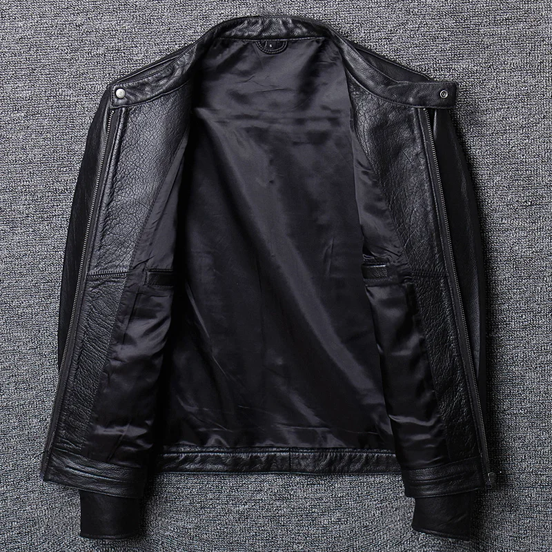AYUNSUE 100% Real Cowhide Genu - Leather Work Jacket avaliação e preço