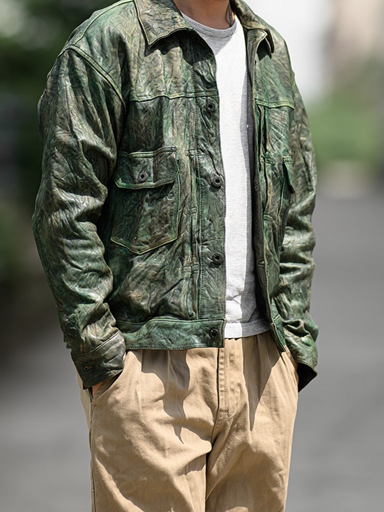 Vintage Wrinkled Real Sheepski - Leather Work Jacket avaliação e preço