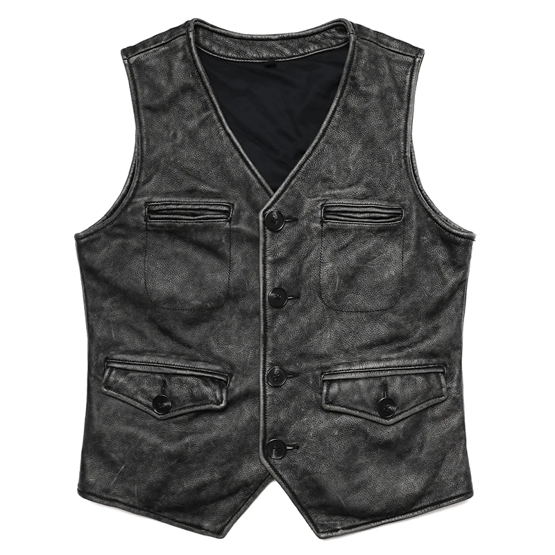 New Gery Vintage Genuine Leath - Leather Work Vest For Men avaliação e preço
