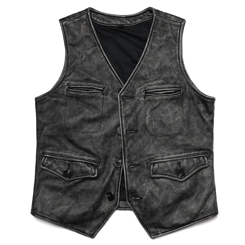 New Gery Vintage Genuine Leath - Leather Work Vest For Men avaliação e preço
