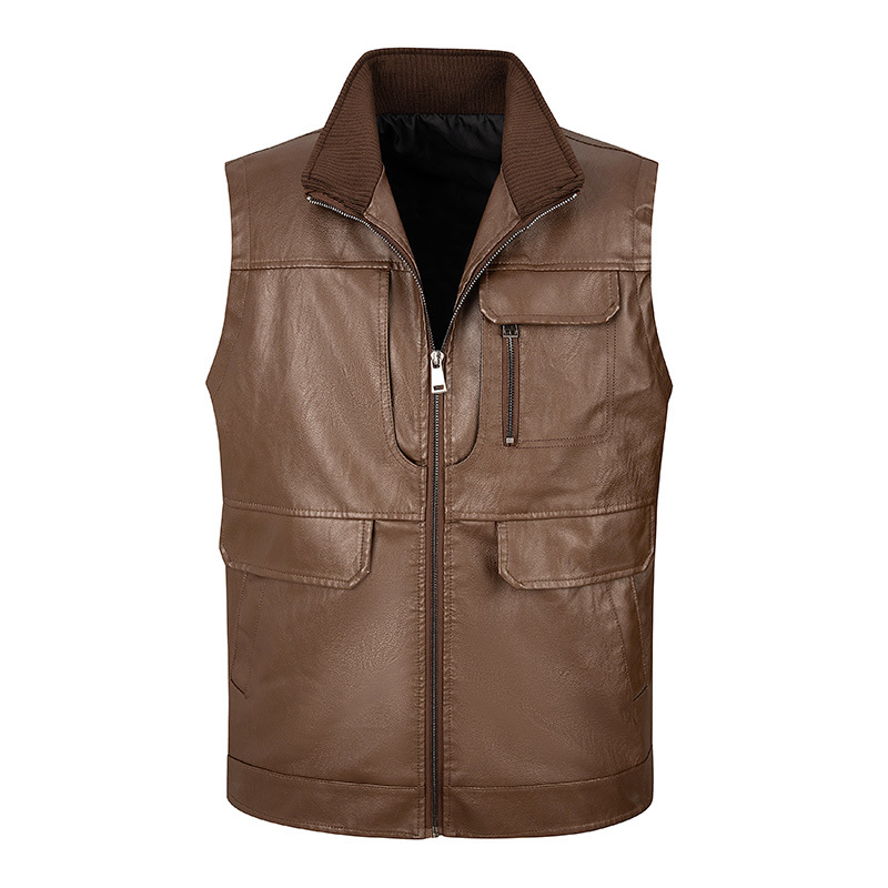 Men's leather vest, thin stand - Leather Work Vest For Men avaliação e preço