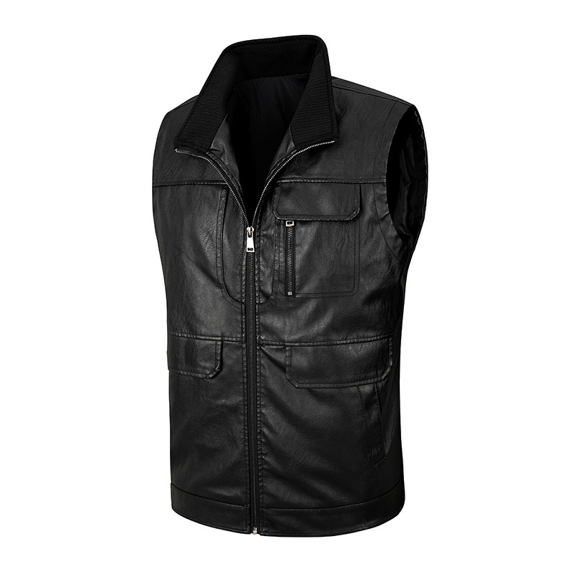 Men's leather vest, thin stand - Leather Work Vest For Men avaliação e preço