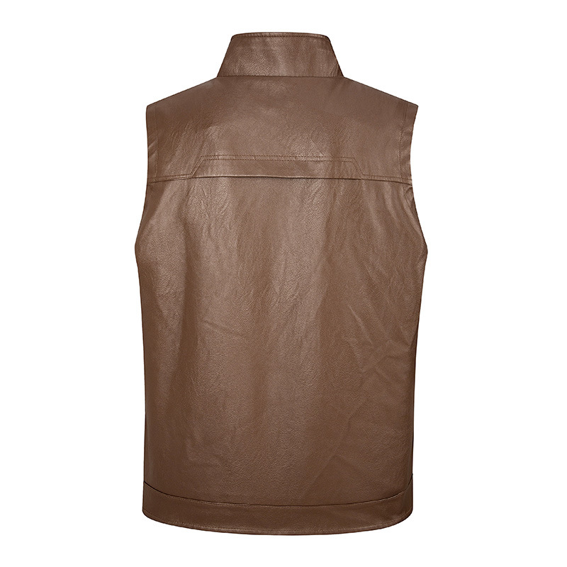Men's leather vest, thin stand - Leather Work Vest For Men avaliação e preço