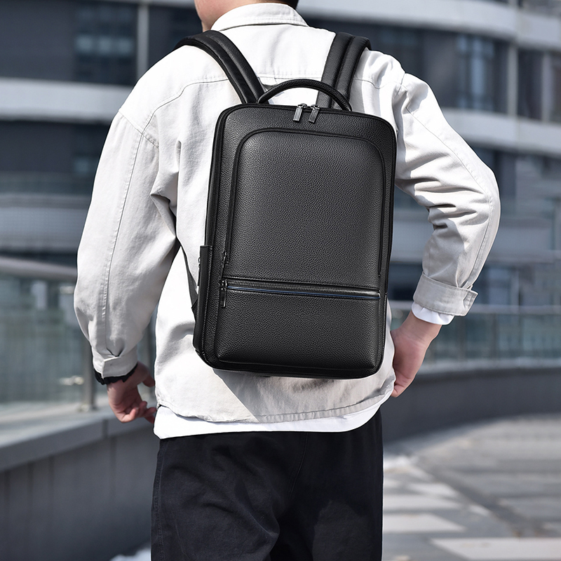 PU Leather Men's Backpack USB  - Leather Work Bag Men avaliação e preço
