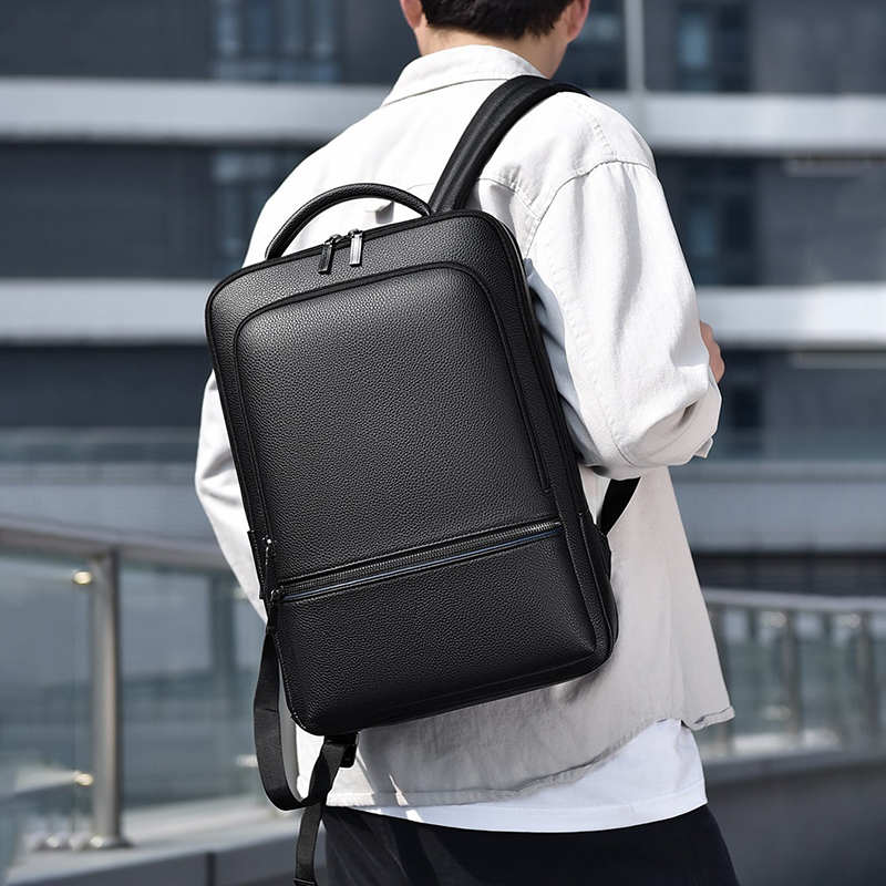 PU Leather Men's Backpack USB  - Leather Work Bag Men avaliação e preço