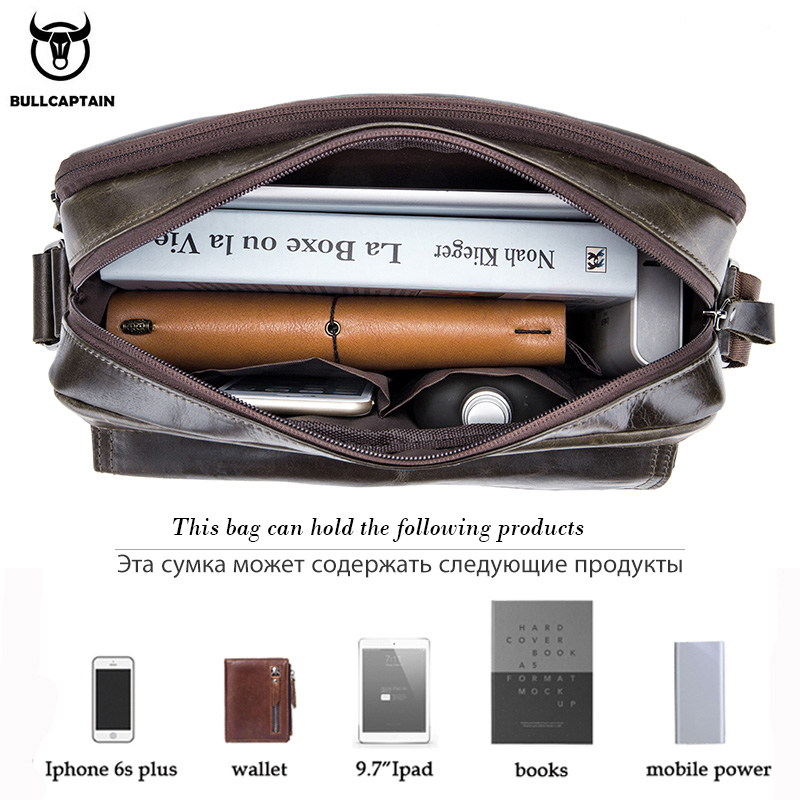 BULLCAPTAIN Genuine Leather Me - Leather Work Bag Men avaliação e preço