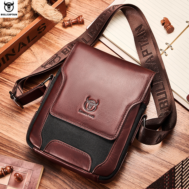 BULLCAPTAIN Man Messenger Bag  - Leather Work Bag Men avaliação e preço
