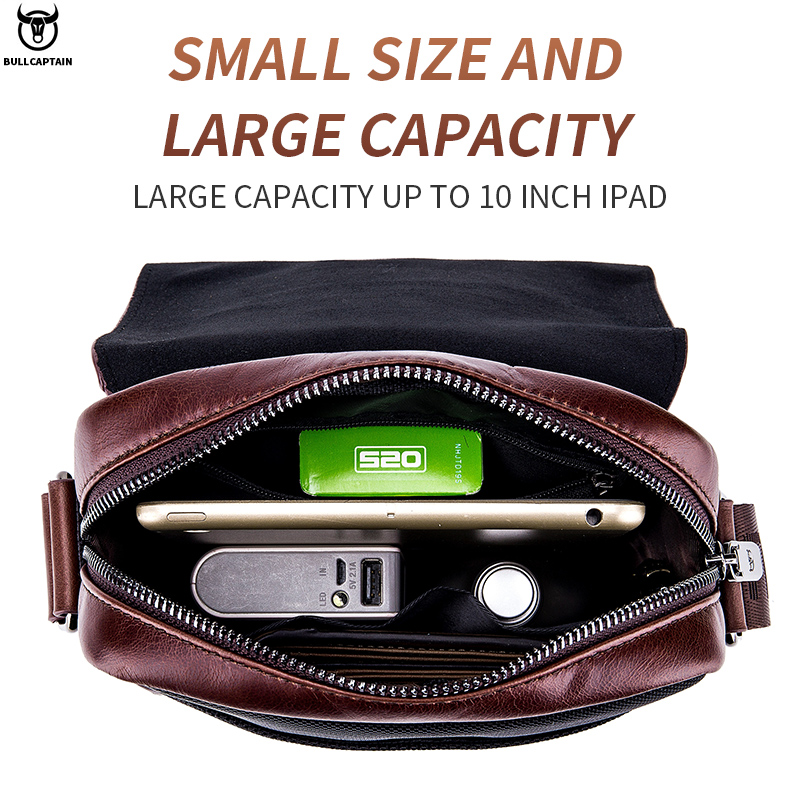 BULLCAPTAIN Man Messenger Bag  - Leather Work Bag Men avaliação e preço