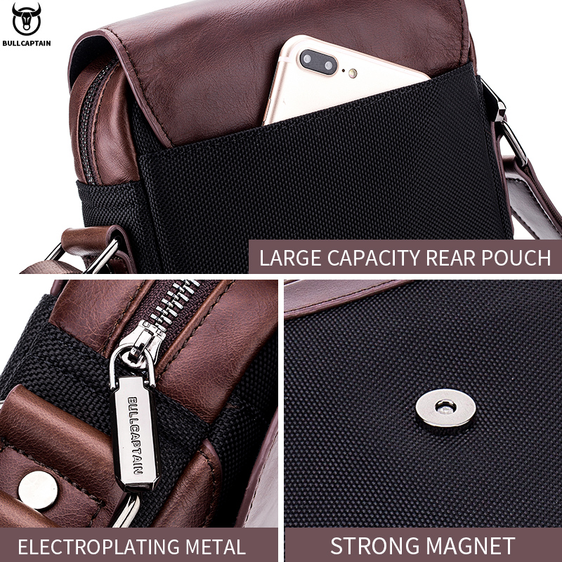 BULLCAPTAIN Man Messenger Bag  - Leather Work Bag Men avaliação e preço