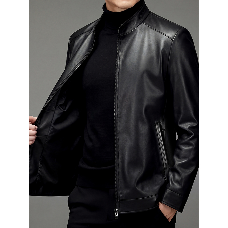 100% sheepskin genuine leather - Leather Work Jacket avaliação e preço