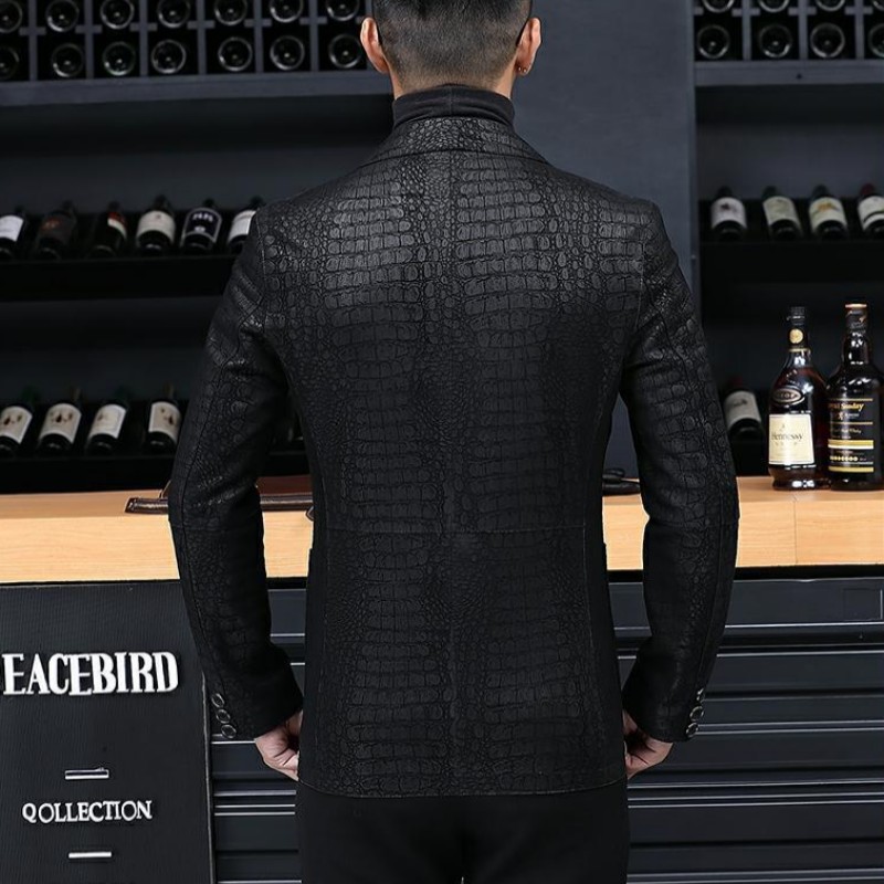 Autumn Business Men Sheepskin  - Leather Work Jacket avaliação e preço