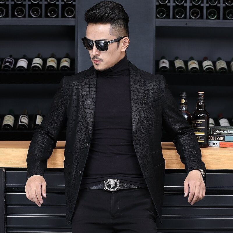 Autumn Business Men Sheepskin  - Leather Work Jacket avaliação e preço