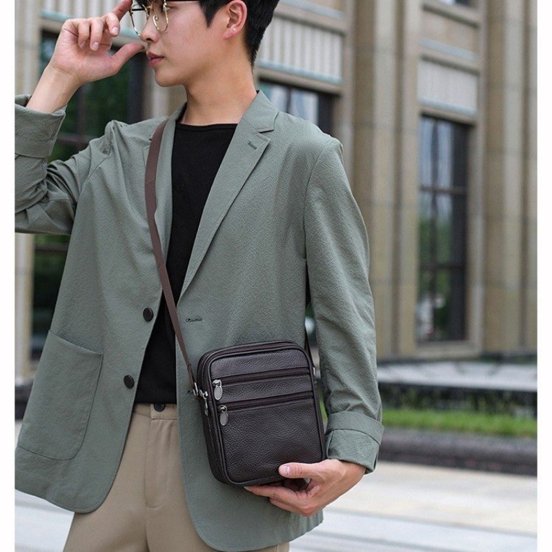 Men's Shoulder Messenger Bag C - Leather Work Bag Men avaliação e preço