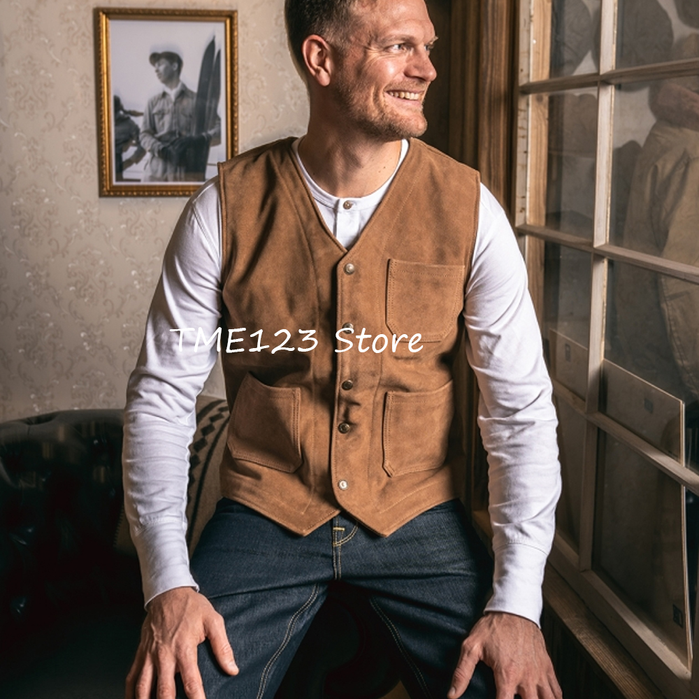 Men's Fashion Suit Vest Single - Leather Work Vest For Men avaliação e preço