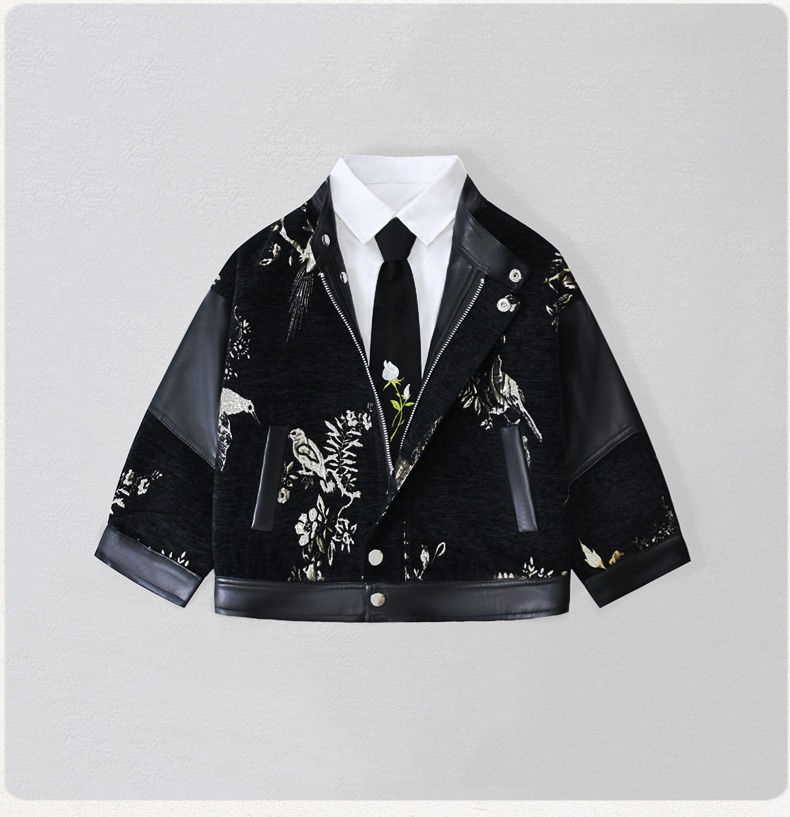 Gentleman Kids Embroidery Moto - Leather Work Jacket avaliação e preço