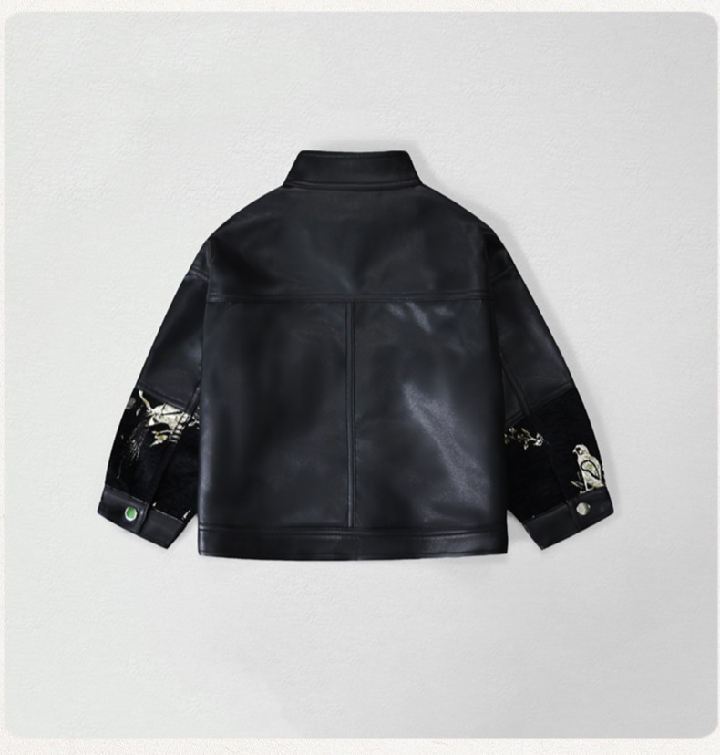 Gentleman Kids Embroidery Moto - Leather Work Jacket avaliação e preço