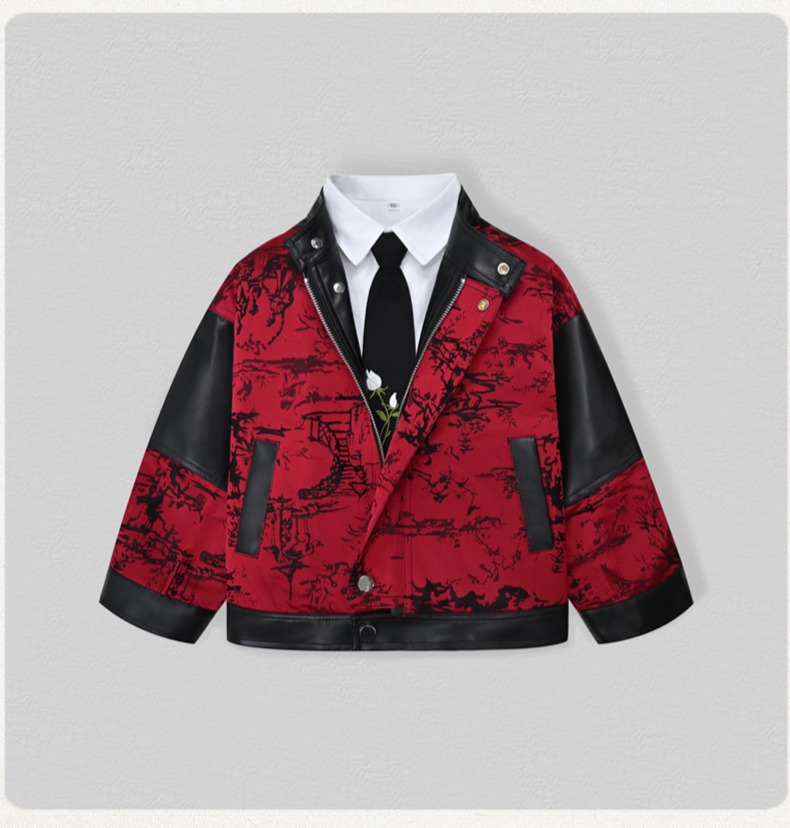 Gentleman Kids Embroidery Moto - Leather Work Jacket avaliação e preço