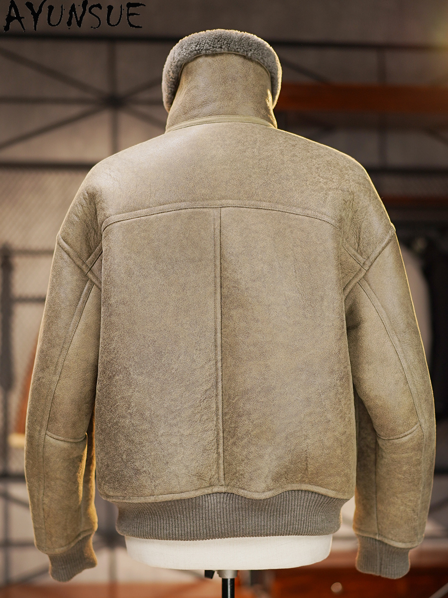 AYUNSUE High-end Natural Fur C - Leather Work Jacket avaliação e preço