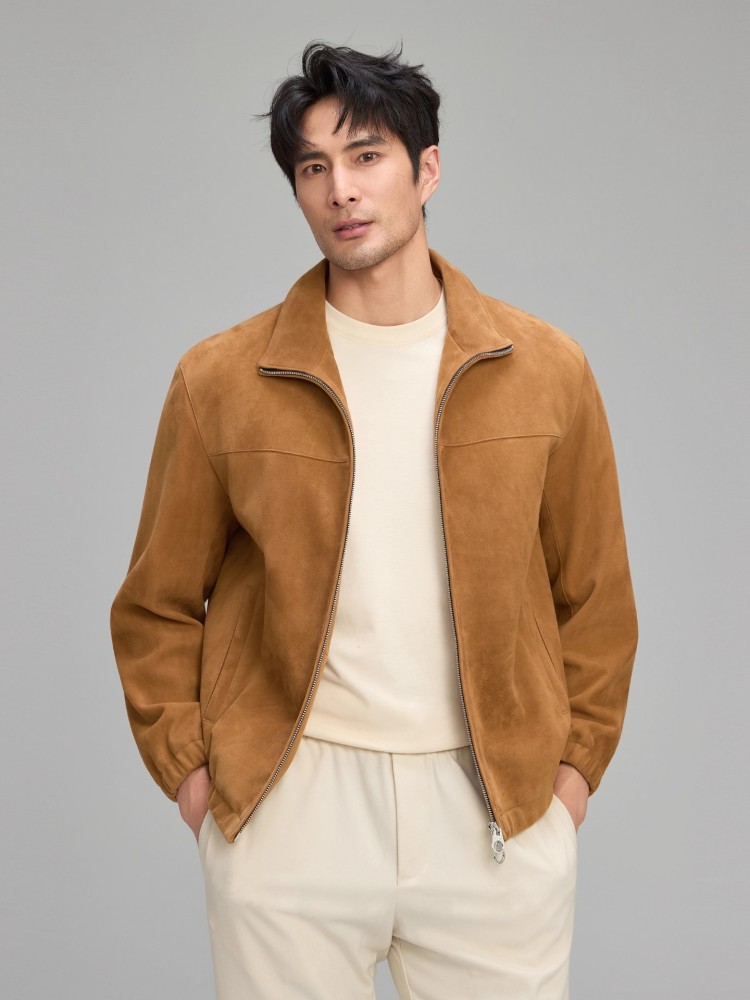 Luxury Mens Soft Natural Suede - Leather Work Jacket avaliação e preço