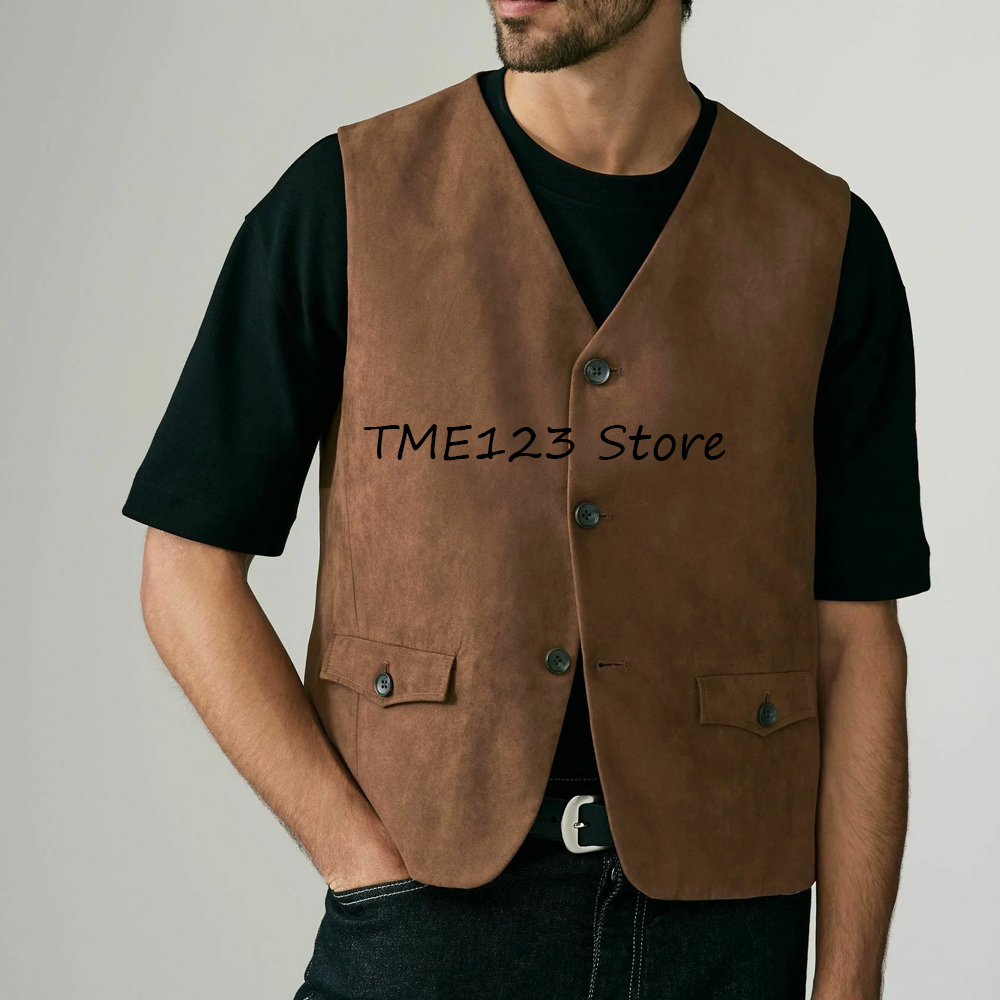 Mens Vest for Man Men's Suede  - Leather Work Vest For Men avaliação e preço