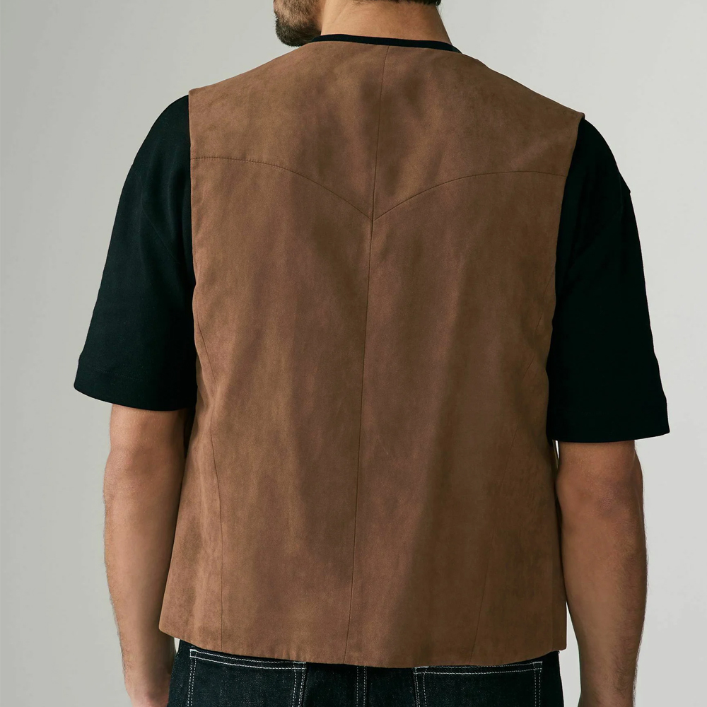Mens Vest for Man Men's Suede  - Leather Work Vest For Men avaliação e preço