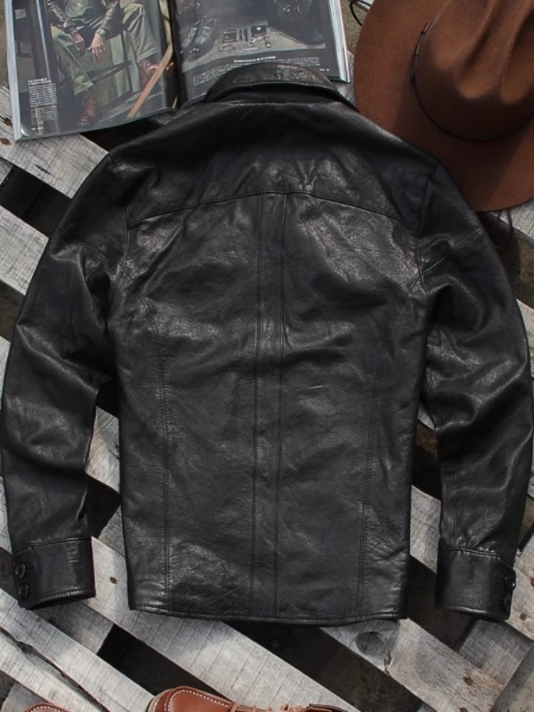 Punk Mens Genuine Leather Jack - Leather Work Jacket avaliação e preço
