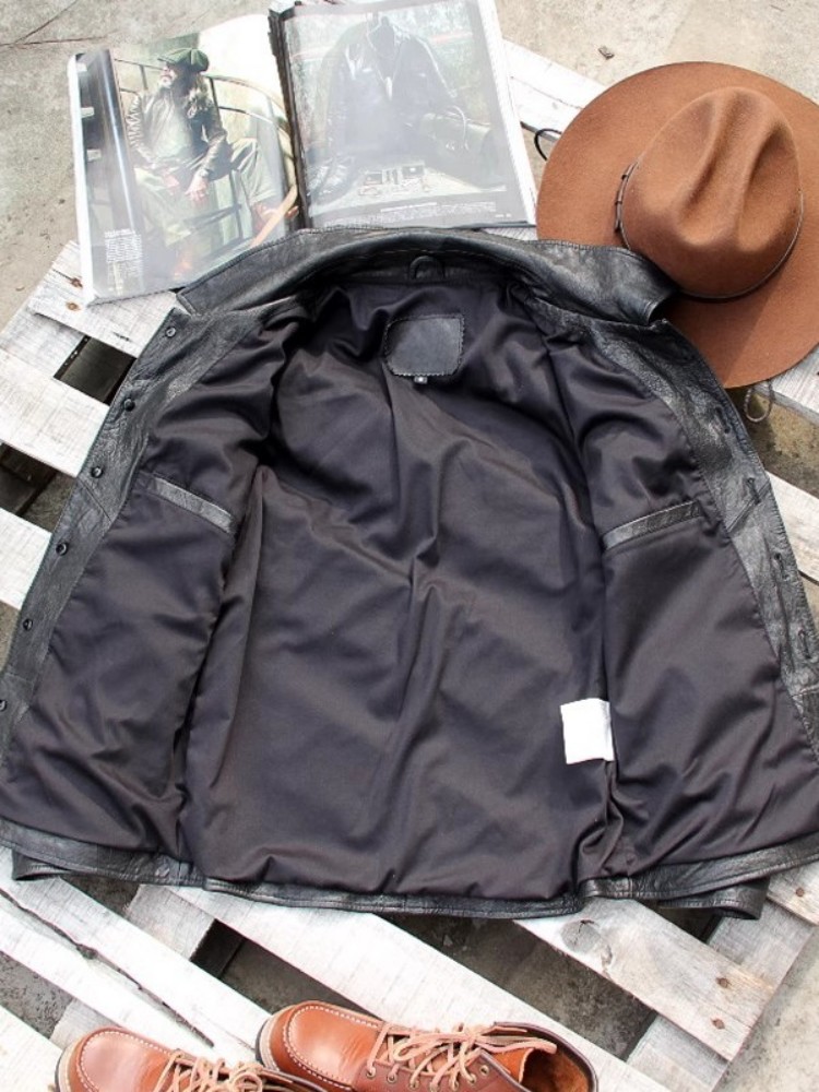 Punk Mens Genuine Leather Jack - Leather Work Jacket avaliação e preço