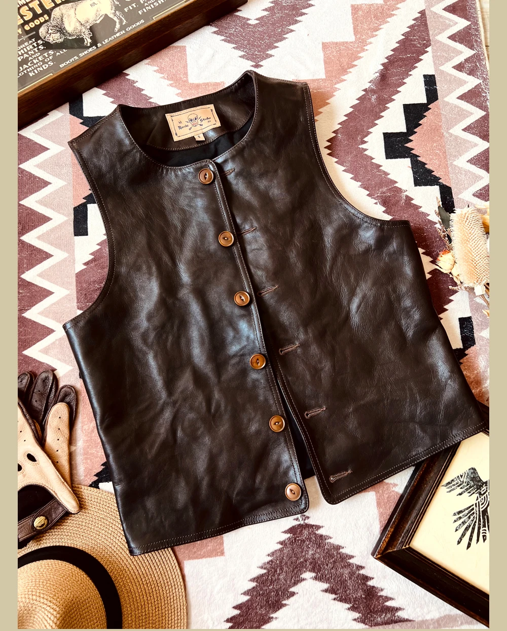 YR!Free shipping.Japanese Vint - Leather Work Vest For Men avaliação e preço