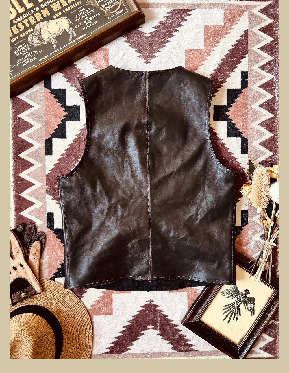 YR!Free shipping.Japanese Vint - Leather Work Vest For Men avaliação e preço