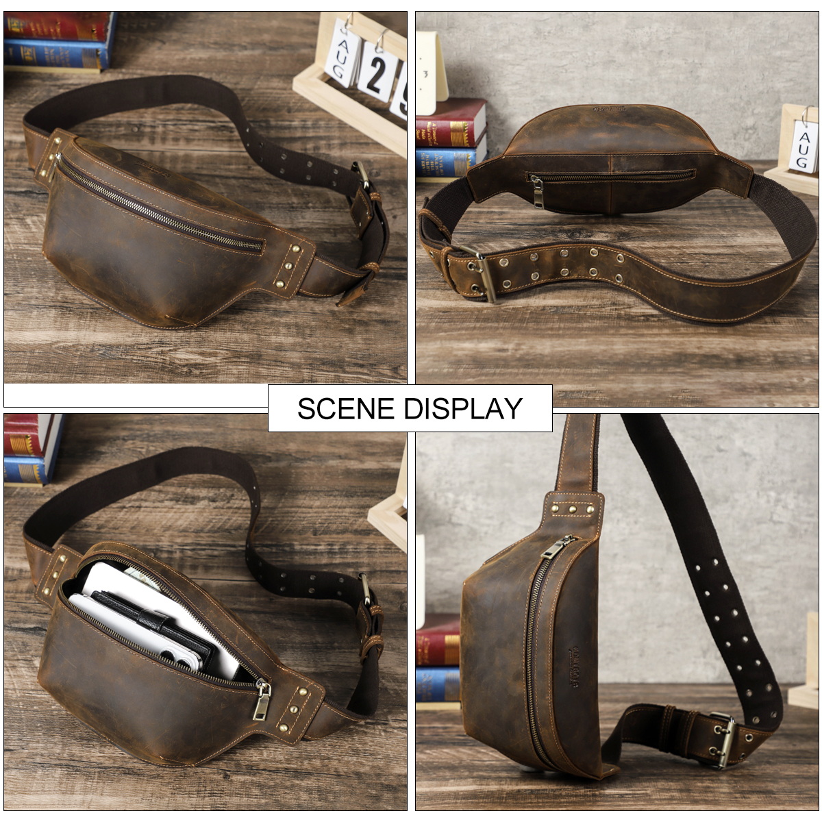 CONTACT'S Genuine Leather Wais - Leather Work Bag Men avaliação e preço
