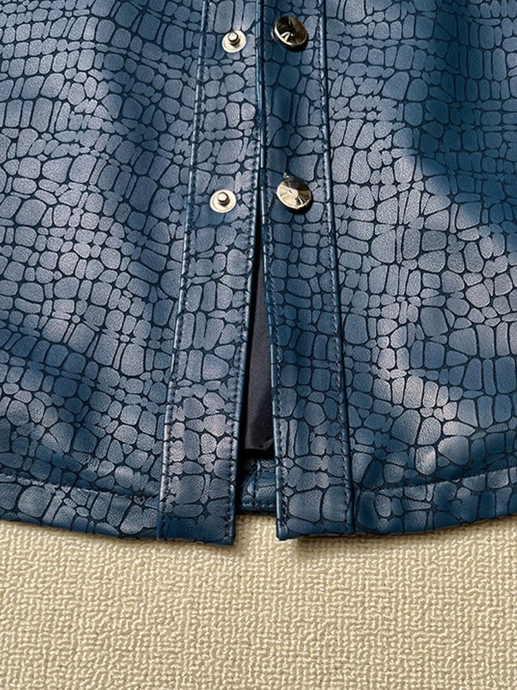 Men Spring Crocodile Pattern R - Leather Work Jacket avaliação e preço