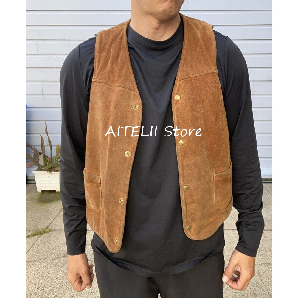 Gilet Men Suede Fabric Suits S - Leather Work Vest For Men avaliação e preço