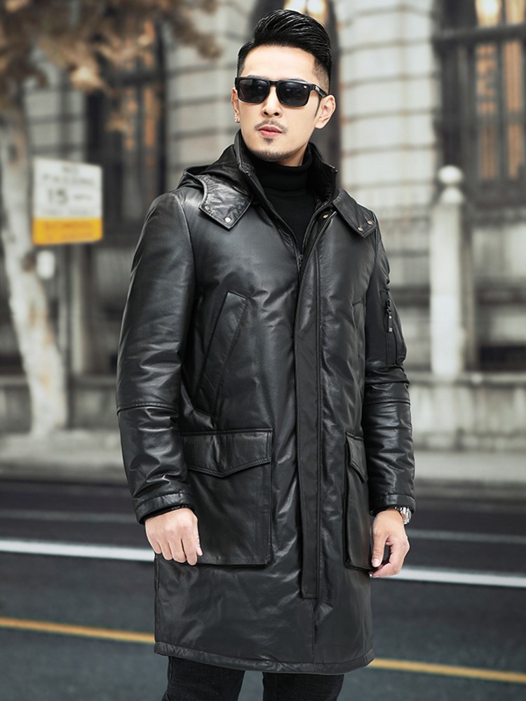 Winter Men Warm Cowhide Genuin - Leather Work Jacket avaliação e preço