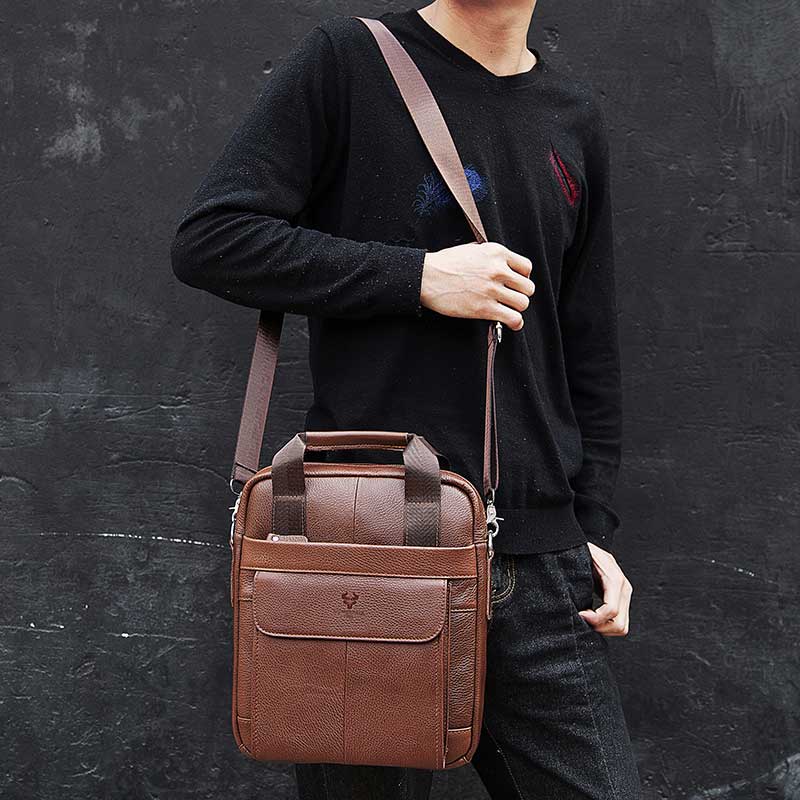 Durable Genuine Leather Bags f - Leather Work Bag Men avaliação e preço