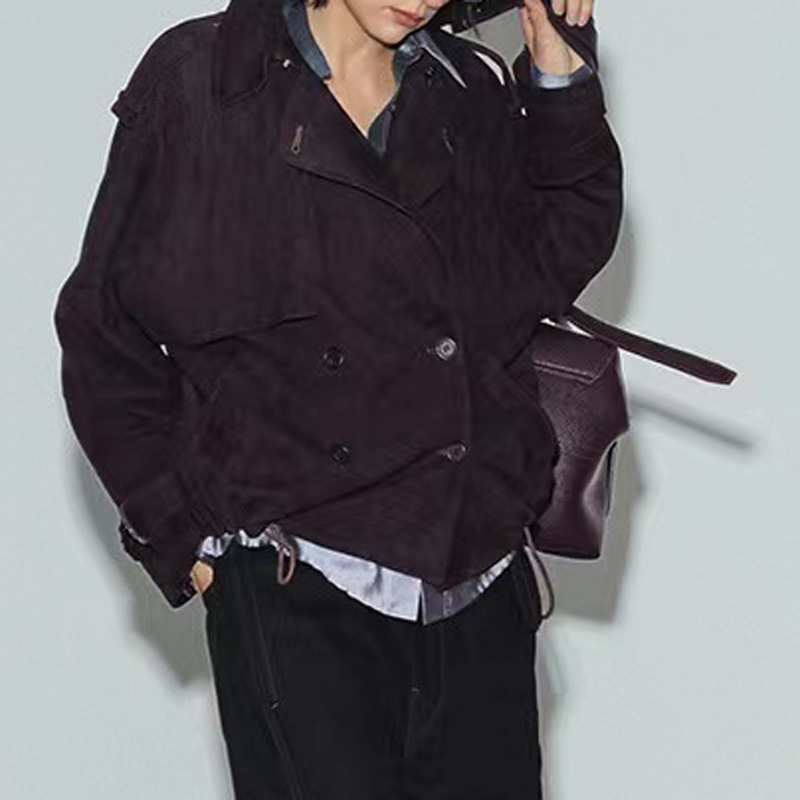 Real Suede Jacket Autumn Women - Leather Work Jacket avaliação e preço