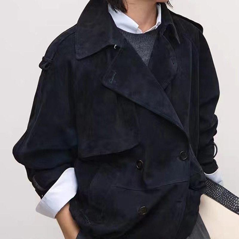 Real Suede Jacket Autumn Women - Leather Work Jacket avaliação e preço