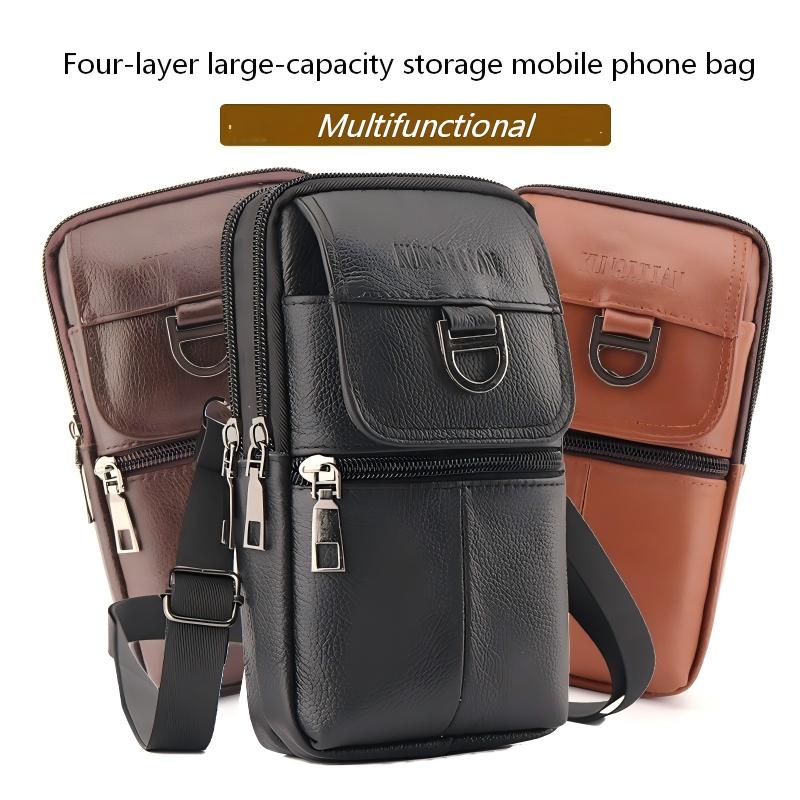 Men's leather waist bag - Larg - Leather Work Bag Men avaliação e preço