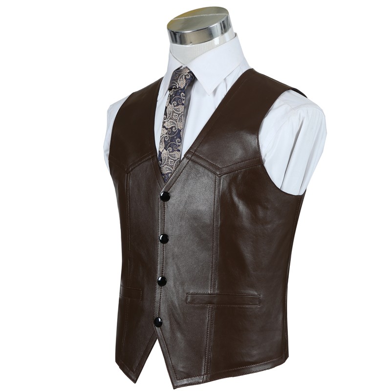 Genuine Leather Sheepskin Vest - Leather Work Vest For Men avaliação e preço
